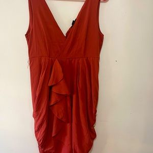 H&M dress Red with ruffles and deep v-neck on front and back